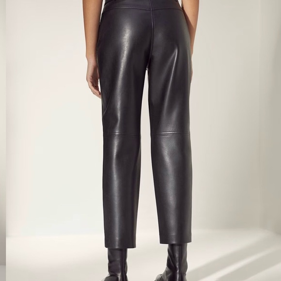 Aritzia Wilfred Black vegan Leather High-Waist Pants Tie-Front  stretchy size 6 - Picture 15 of 15